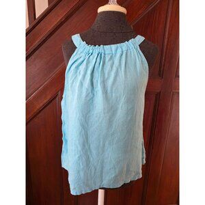 C&C California Womens 100% Linen Sleeveless Top In Aqua Size Medium